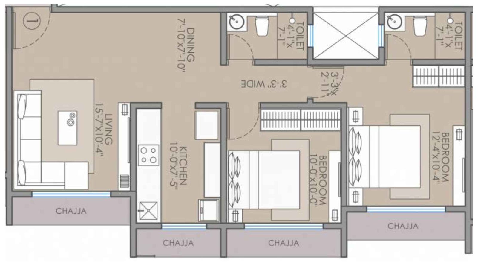 Ipsit-Anand-Mangal-Floor-Plan-2-BHK-651-Sqft