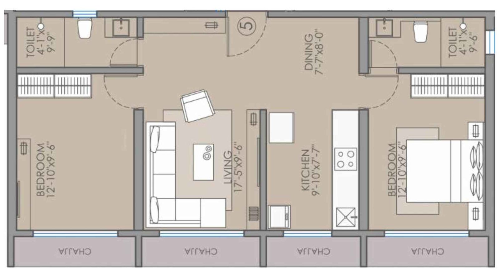 Ipsit-Anand-Mangal-Floor-Plan-2-BHK-664-Sqft